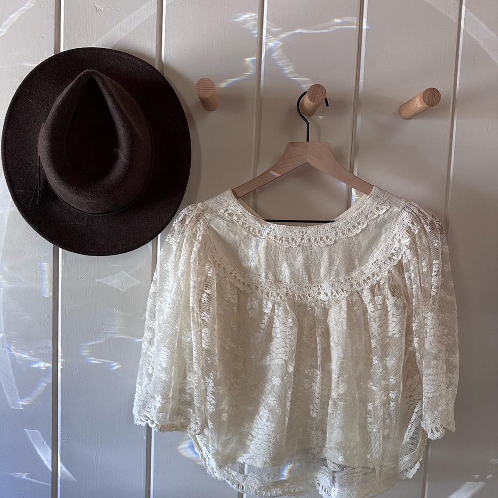 Cream Lace Flowy Top with Vintage Vibe